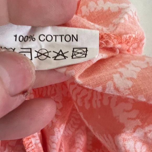 Rock Flower Paper 100% Cotton Sleeveless Dress Peach with White Trim Size Large - Picture 7 of 8